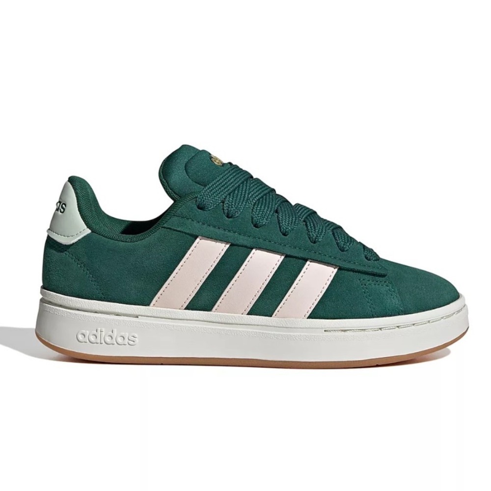 Adidas Grand Court TD Dark Green Wonder Quartz Pink Suede Sneakers JI1715 Size 7